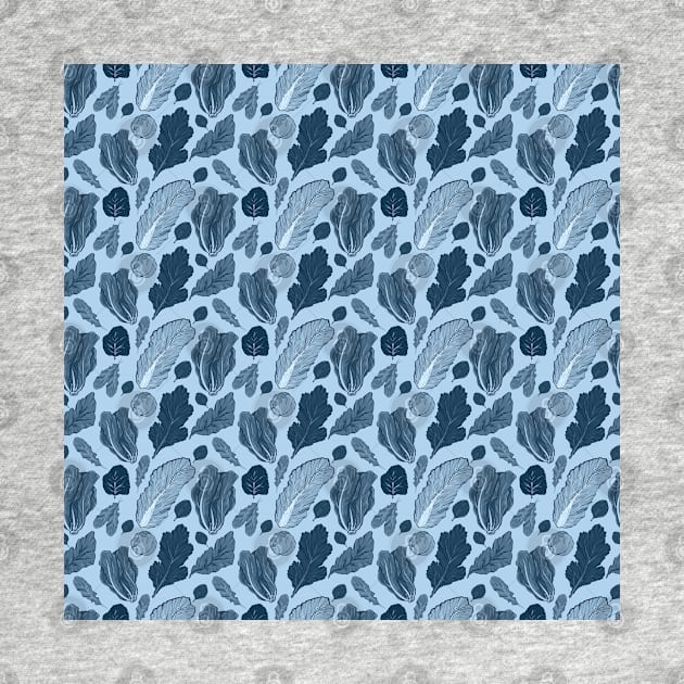 Leafy Greens Pattern - Blue by FontaineN